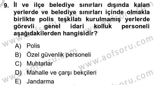 İdare Hukuku Dersi 2016 - 2017 Yılı 3 Ders Sınav Soruları 9. Soru