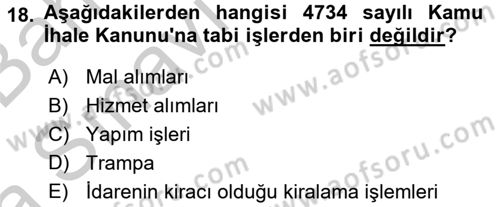 İdare Hukuku Dersi 2016 - 2017 Yılı (Vize) Ara Sınav Soruları 18. Soru