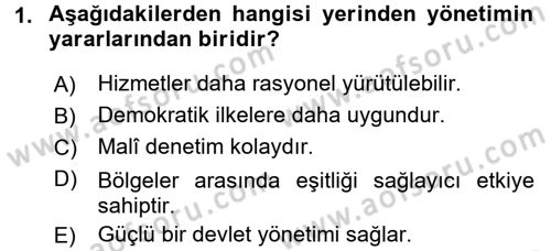 İdare Hukuku Dersi 2016 - 2017 Yılı (Final) Dönem Sonu Sınav Soruları 1. Soru