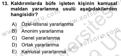 İdare Hukuku Dersi 2018 - 2019 Yılı 3 Ders Sınavı 13. Soru