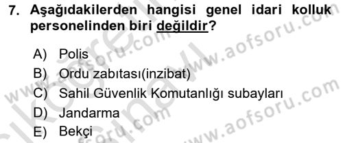 İdare Hukuku Dersi 2018 - 2019 Yılı 3 Ders Sınavı 7. Soru