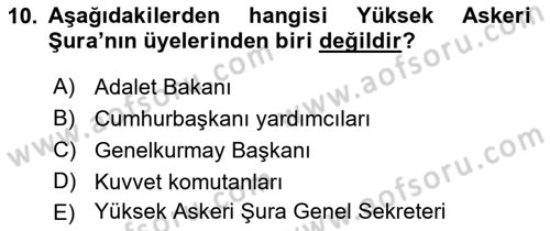İdare Hukuku Dersi 2018 - 2019 Yılı (Vize) Ara Sınav Soruları 10. Soru