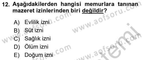 İdare Hukuku Dersi 2018 - 2019 Yılı Yaz Okulu Sınav Soruları 12. Soru