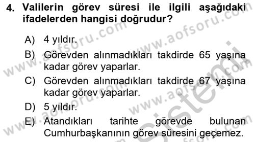 İdare Hukuku Dersi 2018 - 2019 Yılı Yaz Okulu Sınav Soruları 4. Soru