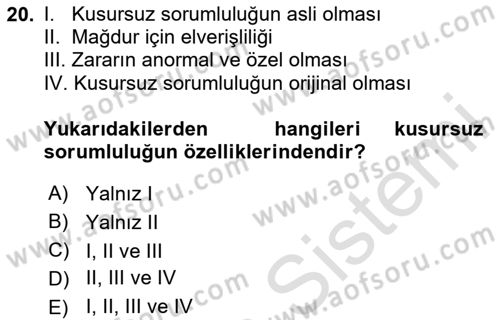 İdare Hukuku Dersi 2020 - 2021 Yılı Yaz Okulu Sınavı 20. Soru