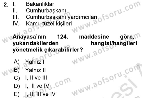 İdare Hukuku Dersi 2021 - 2022 Yılı (Vize) Ara Sınavı 2. Soru