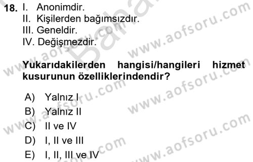 İdare Hukuku Dersi 2021 - 2022 Yılı (Final) Dönem Sonu Sınavı 18. Soru