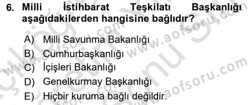 İdare Hukuku Dersi 2021 - 2022 Yılı (Final) Dönem Sonu Sınavı 6. Soru