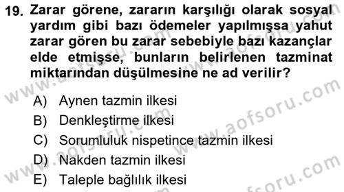 İdare Hukuku Dersi 2021 - 2022 Yılı Yaz Okulu Sınav Soruları 19. Soru