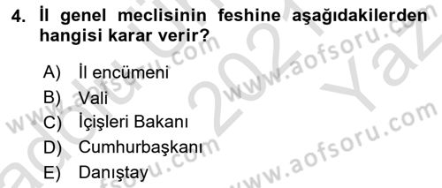 İdare Hukuku Dersi 2021 - 2022 Yılı Yaz Okulu Sınav Soruları 4. Soru