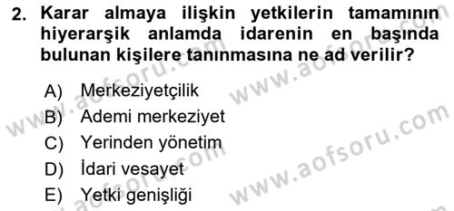 İdare Hukuku Dersi 2022 - 2023 Yılı (Vize) Ara Sınav Soruları 2. Soru