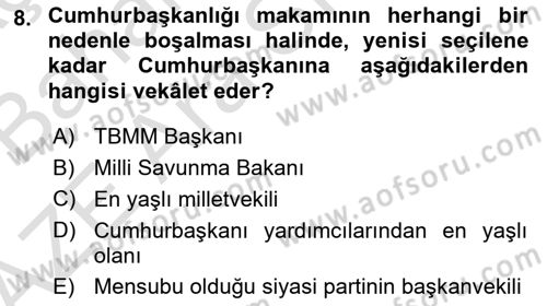 İdare Hukuku Dersi 2022 - 2023 Yılı (Vize) Ara Sınav Soruları 8. Soru