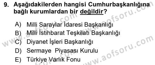 İdare Hukuku Dersi 2022 - 2023 Yılı (Vize) Ara Sınav Soruları 9. Soru