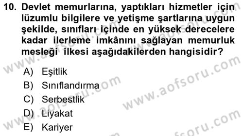 İdare Hukuku Dersi 2022 - 2023 Yılı (Final) Dönem Sonu Sınav Soruları 10. Soru