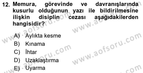 İdare Hukuku Dersi 2022 - 2023 Yılı (Final) Dönem Sonu Sınav Soruları 12. Soru
