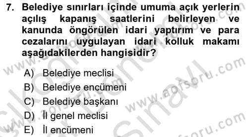 İdare Hukuku Dersi 2022 - 2023 Yılı (Final) Dönem Sonu Sınav Soruları 7. Soru