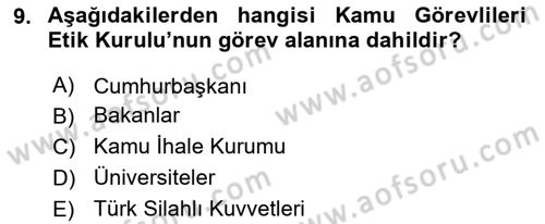 İdare Hukuku Dersi 2022 - 2023 Yılı (Final) Dönem Sonu Sınav Soruları 9. Soru