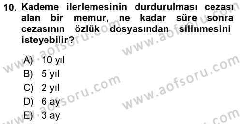 İdare Hukuku Dersi 2022 - 2023 Yılı Yaz Okulu Sınav Soruları 10. Soru