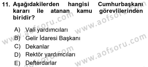 İdare Hukuku Dersi 2022 - 2023 Yılı Yaz Okulu Sınav Soruları 11. Soru