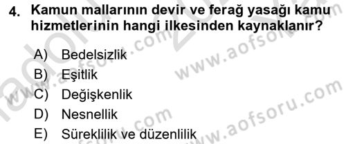 İdare Hukuku Dersi 2022 - 2023 Yılı Yaz Okulu Sınav Soruları 4. Soru
