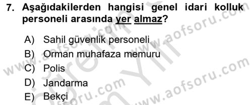İdare Hukuku Dersi 2022 - 2023 Yılı Yaz Okulu Sınav Soruları 7. Soru