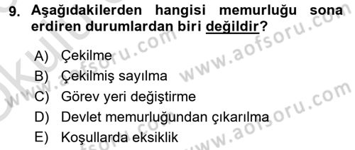 İdare Hukuku Dersi 2022 - 2023 Yılı Yaz Okulu Sınav Soruları 9. Soru