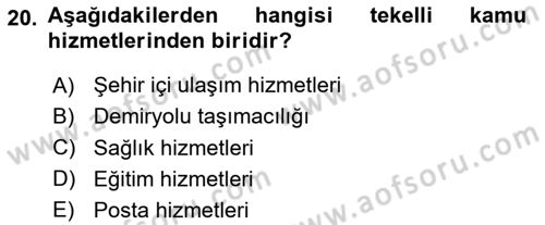 İdare Hukuku Dersi 2023 - 2024 Yılı (Vize) Ara Sınav Soruları 20. Soru