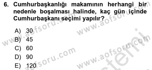 İdare Hukuku Dersi 2023 - 2024 Yılı (Vize) Ara Sınav Soruları 6. Soru