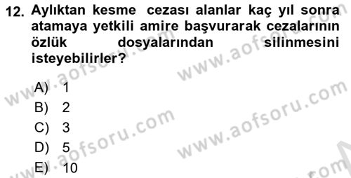 İdare Hukuku Dersi 2023 - 2024 Yılı Yaz Okulu Sınav Soruları 12. Soru