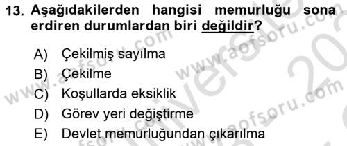 İdare Hukuku Dersi 2023 - 2024 Yılı Yaz Okulu Sınav Soruları 13. Soru