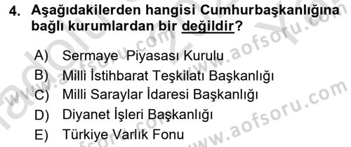 İdare Hukuku Dersi 2023 - 2024 Yılı Yaz Okulu Sınav Soruları 4. Soru
