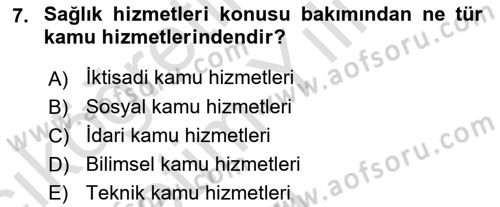 İdare Hukuku Dersi 2023 - 2024 Yılı Yaz Okulu Sınav Soruları 7. Soru