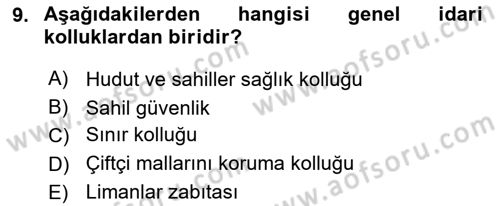 İdare Hukuku Dersi 2023 - 2024 Yılı Yaz Okulu Sınav Soruları 9. Soru
