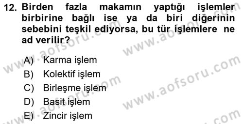 İdare Hukuku Dersi 2024 - 2025 Yılı (Vize) Ara Sınav Soruları 12. Soru