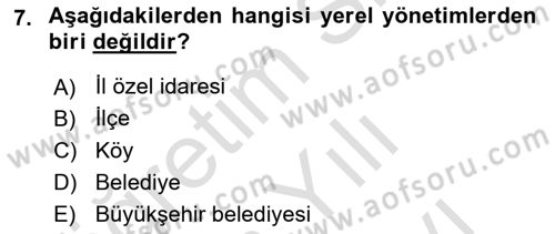 İdare Hukuku Dersi 2024 - 2025 Yılı (Vize) Ara Sınav Soruları 7. Soru