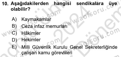 İdare Hukuku Dersi 2024 - 2025 Yılı (Final) Dönem Sonu Sınav Soruları 10. Soru