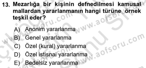İdare Hukuku Dersi 2024 - 2025 Yılı (Final) Dönem Sonu Sınav Soruları 13. Soru