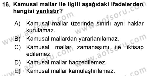 İdare Hukuku Dersi 2024 - 2025 Yılı (Final) Dönem Sonu Sınav Soruları 16. Soru