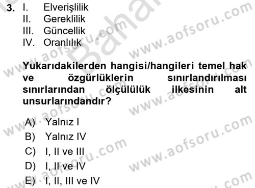 İdare Hukuku Dersi 2024 - 2025 Yılı (Final) Dönem Sonu Sınav Soruları 3. Soru