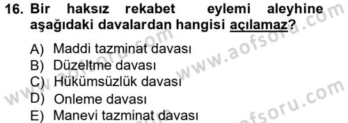 Ticaret Hukuku 1 Dersi 2012 - 2013 Yılı (Vize) Ara Sınav Soruları 16. Soru