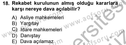 Ticaret Hukuku 1 Dersi 2012 - 2013 Yılı (Vize) Ara Sınav Soruları 18. Soru