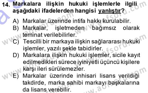 Ticaret Hukuku 1 Dersi 2013 - 2014 Yılı (Vize) Ara Sınav Soruları 14. Soru