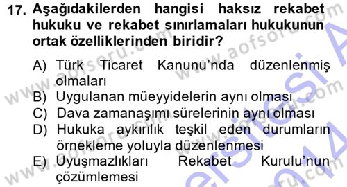 Ticaret Hukuku 1 Dersi 2013 - 2014 Yılı (Vize) Ara Sınav Soruları 17. Soru