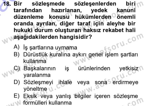 Ticaret Hukuku 1 Dersi 2013 - 2014 Yılı (Vize) Ara Sınav Soruları 18. Soru