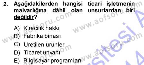Ticaret Hukuku 1 Dersi 2013 - 2014 Yılı (Vize) Ara Sınav Soruları 2. Soru
