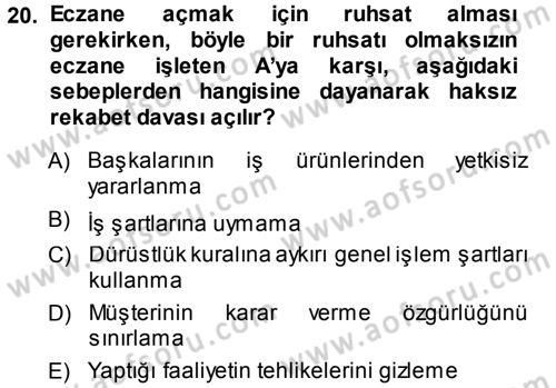 Ticaret Hukuku 1 Dersi 2013 - 2014 Yılı (Vize) Ara Sınav Soruları 20. Soru