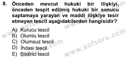 Ticaret Hukuku 1 Dersi 2013 - 2014 Yılı (Vize) Ara Sınav Soruları 8. Soru