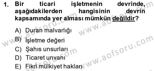 Ticaret Hukuku 1 Dersi 2014 - 2015 Yılı (Vize) Ara Sınav Soruları 1. Soru