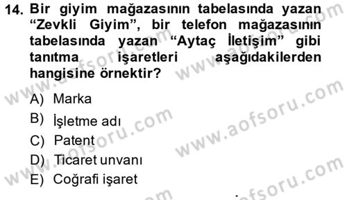 Ticaret Hukuku 1 Dersi 2014 - 2015 Yılı (Vize) Ara Sınav Soruları 14. Soru