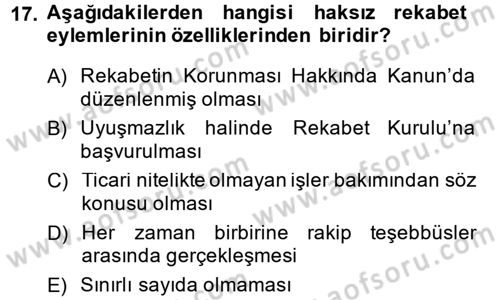 Ticaret Hukuku 1 Dersi 2014 - 2015 Yılı (Vize) Ara Sınav Soruları 17. Soru